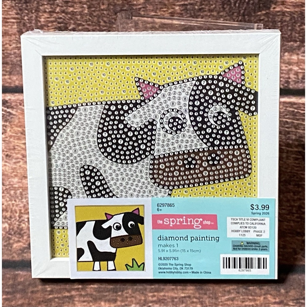 Cow Square Diamond Painting Kit in Frame Hobby Lobby Spring Shop New